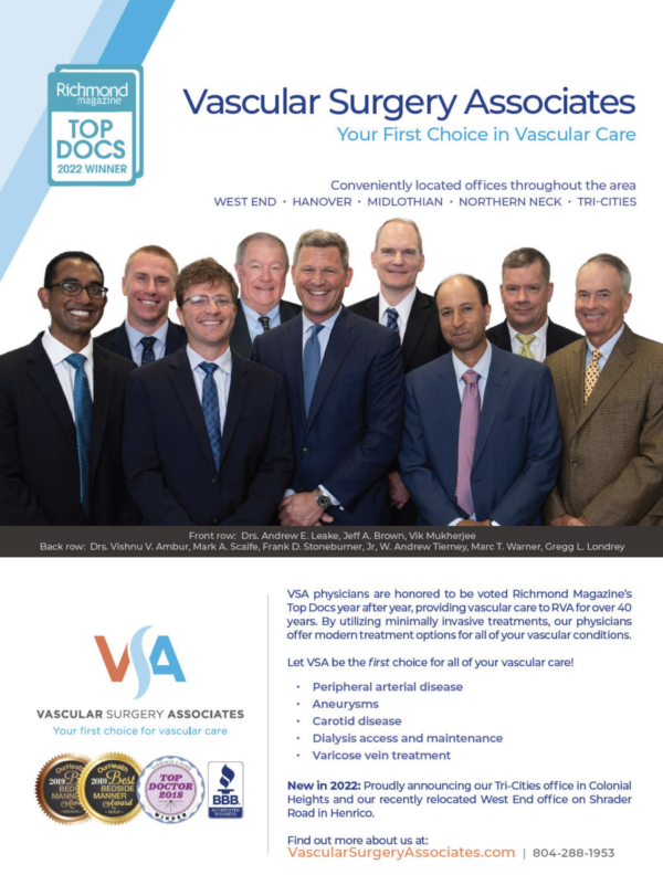 Richmond Magazine Top Docs 2022 Vascular Surgery Associates